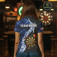 Load image into Gallery viewer, Colorful Splash Dartboard &amp; Cobalt Camo Darts Shirt For Women - Custom Team Name NYN0376