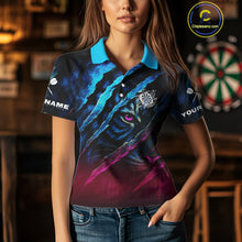 Load image into Gallery viewer, Blue &amp; Pink Claw Scratch Fierce Tiger Darts Shirt For Women - Custom Team Name NYN0377