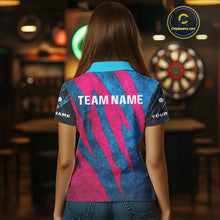 Load image into Gallery viewer, Blue &amp; Pink Claw Scratch Fierce Tiger Darts Shirt For Women - Custom Team Name NYN0377