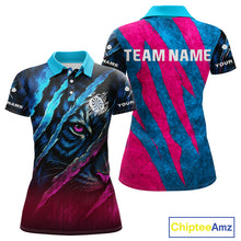 Load image into Gallery viewer, Blue &amp; Pink Claw Scratch Fierce Tiger Darts Shirt For Women - Custom Team Name NYN0377