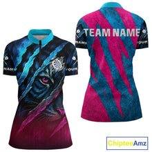 Load image into Gallery viewer, Blue &amp; Pink Claw Scratch Fierce Tiger Darts Shirt For Women - Custom Team Name NYN0377
