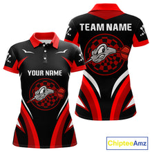 Load image into Gallery viewer, Red Darts Arrow &amp; Dartboard Funny Darts Shirt For Women - Custom Team &amp; Player Name NYN0378