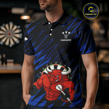 Load image into Gallery viewer, Maroon &amp; White Bull Holding Dart Arrow Darts Shirt For Men - Custom Team Name NYN0381