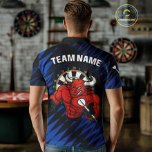Load image into Gallery viewer, Maroon &amp; White Bull Holding Dart Arrow Darts Shirt For Men - Custom Team Name NYN0381