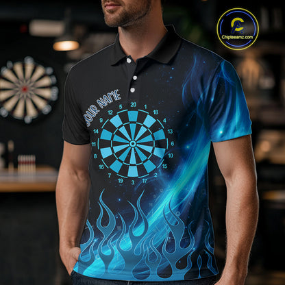 Dartboard 3D Lightning Darts Shirt For Men Custom Name & Team Jersey | Opt1 - Blue NYN0645