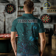 Load image into Gallery viewer, Cracked Dartboard Broken Glass Men's Darts Shirt Custom Name &amp; Team | Opt1 - Dark Teal NYN0653