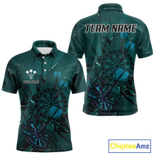 Load image into Gallery viewer, Cracked Dartboard Broken Glass Men's Darts Shirt Custom Name &amp; Team | Opt1 - Dark Teal NYN0653