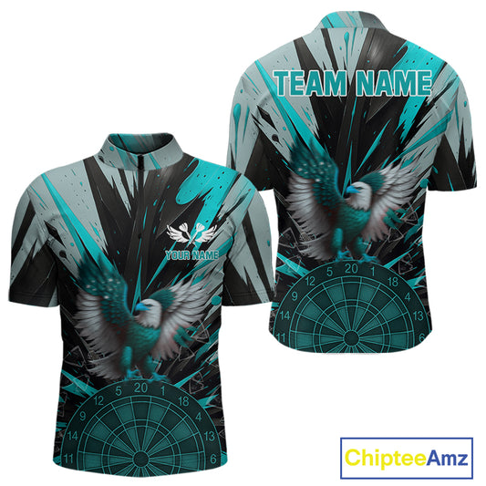 Eagle Dartboard Broken Glass Men's Darts Shirt Custom Name & Team | Opt2 - Turquoise NYN0657