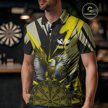 Load image into Gallery viewer, Eagle Dartboard Broken Glass Men's Darts Shirt Custom Name &amp; Team | Opt3 - Yellow NYN0658