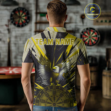 Load image into Gallery viewer, Eagle Dartboard Broken Glass Men's Darts Shirt Custom Name &amp; Team | Opt3 - Yellow NYN0658