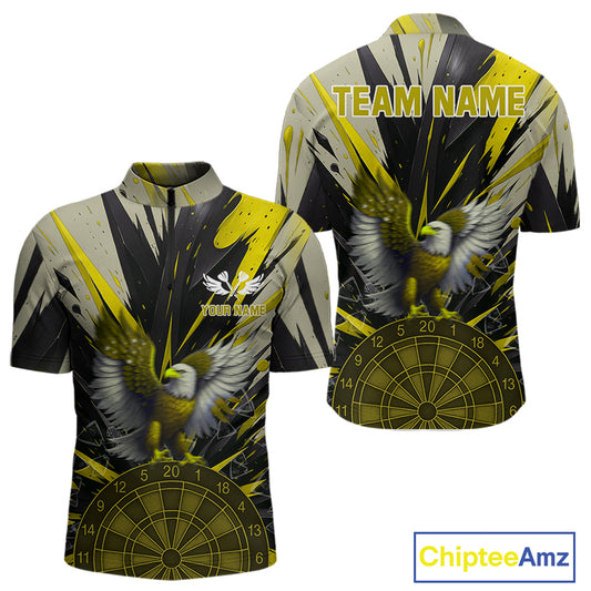 Eagle Dartboard Broken Glass Men's Darts Shirt Custom Name & Team | Opt3 - Yellow NYN0658