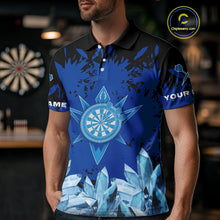 Load image into Gallery viewer, Funny Ice Pattern &amp; Blue Dartboard Darts Team Shirt For Men - Customizable Name NYN0386