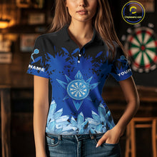Load image into Gallery viewer, Funny Ice Pattern &amp; Blue Dartboard Darts Team Shirt For Women - Customizable Name NYN0386