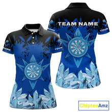 Load image into Gallery viewer, Funny Ice Pattern &amp; Blue Dartboard Darts Team Shirt For Women - Customizable Name NYN0386