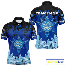 Load image into Gallery viewer, Funny Ice Pattern &amp; Blue Dartboard Darts Team Shirt For Men - Customizable Name NYN0386