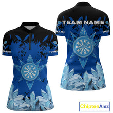 Load image into Gallery viewer, Funny Ice Pattern &amp; Blue Dartboard Darts Team Shirt For Women - Customizable Name NYN0386