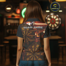 Load image into Gallery viewer, Gold Dartboard &amp; Dart Arrows Pattern, Darts Team Shirt For Women - Customizable Name NYN0387