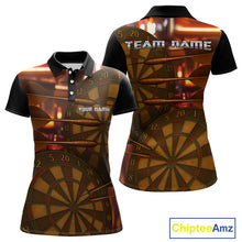Load image into Gallery viewer, Gold Dartboard &amp; Dart Arrows Pattern, Darts Team Shirt For Women - Customizable Name NYN0387