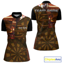 Load image into Gallery viewer, Gold Dartboard &amp; Dart Arrows Pattern, Darts Team Shirt For Women - Customizable Name NYN0387