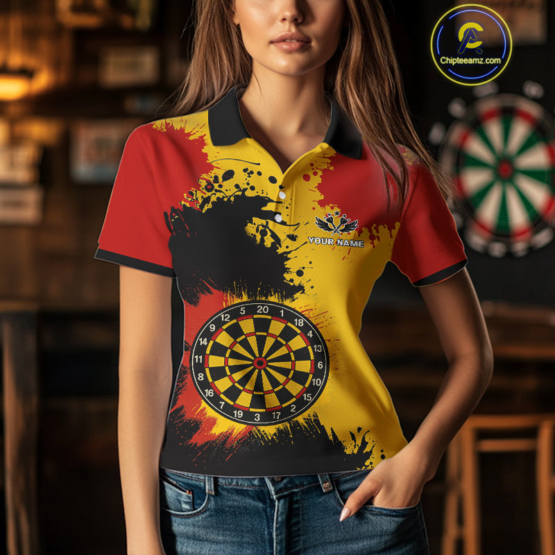 Colorful Grunge Pattern & Dartboard, Darts Team Shirt For Women – Customizable Name NYN0388