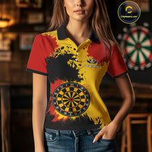 Load image into Gallery viewer, Colorful Grunge Pattern &amp; Dartboard, Darts Team Shirt For Women – Customizable Name NYN0388