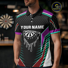 Load image into Gallery viewer, Colorful Darts Team Shirt For Men With Dripping Dartboard - Customizable Name NYN0391