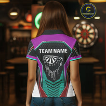 Load image into Gallery viewer, Colorful Darts Team Shirt For Women With Dripping Dartboard - Customizable Name NYN0391