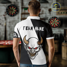 Load image into Gallery viewer, White Evil Horned Skull Funny Darts Shirt For Men - Customizable Name &amp; Team NYN0395