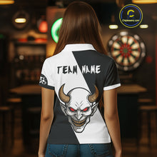 Load image into Gallery viewer, White Evil Horned Skull Funny Darts Shirt For Women - Customizable Name &amp; Team NYN0395