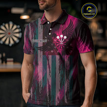Load image into Gallery viewer, American Flag Eagle Dartboard Men's Darts Shirt Custom Name &amp; Team | Opt2 - Pink NYN0660