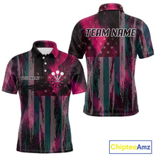 Load image into Gallery viewer, American Flag Eagle Dartboard Men's Darts Shirt Custom Name &amp; Team | Opt2 - Pink NYN0660