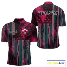Load image into Gallery viewer, American Flag Eagle Dartboard Men's Darts Shirt Custom Name &amp; Team | Opt2 - Pink NYN0660