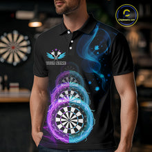 Load image into Gallery viewer, Smoke Thunder Dartboards Men's Darts Shirt Custom Name &amp; Team | Opt1 - Purple Turquoise NYN0662