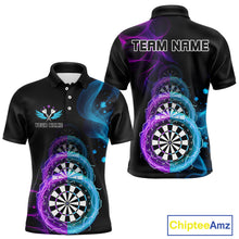 Load image into Gallery viewer, Smoke Thunder Dartboards Men's Darts Shirt Custom Name &amp; Team | Opt1 - Purple Turquoise NYN0662
