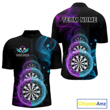 Load image into Gallery viewer, Smoke Thunder Dartboards Men's Darts Shirt Custom Name &amp; Team | Opt1 - Purple Turquoise NYN0662