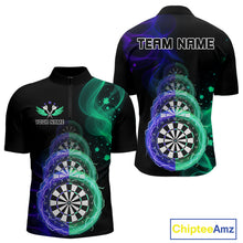 Load image into Gallery viewer, Smoke Thunder Dartboards Men's Darts Shirt Custom Name &amp; Team | Opt3 - Blue Green NYN0664
