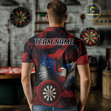 Load image into Gallery viewer, US Flag Eagle Dartboards Grunge Men's Darts Shirt Custom Name &amp; Team | Opt1 - Red NYN0665