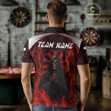 Load image into Gallery viewer, Red Dartboard Flaming The Reaper Darts Shirt For Men - Customizable Name &amp; Team NYN0405