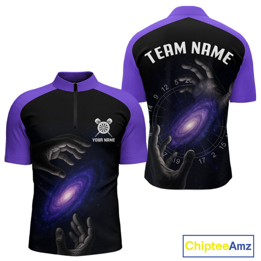 Masterful Hand Galaxy Men's Darts Shirt - Custom Name Cosmic Dartboard Jersey NYN0407