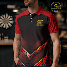 Load image into Gallery viewer, Black &amp; Red Geometric Men's Dart Shirt - Custom Name Shirt For Dart Players NYN0411