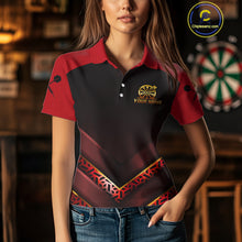 Load image into Gallery viewer, Black &amp; Red Geometric Women's Dart Shirt - Custom Name Shirt For Dart Players NYN0411