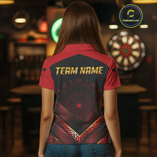 Load image into Gallery viewer, Black &amp; Red Geometric Women's Dart Shirt - Custom Name Shirt For Dart Players NYN0411