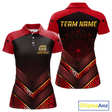 Load image into Gallery viewer, Black &amp; Red Geometric Women's Dart Shirt - Custom Name Shirt For Dart Players NYN0411