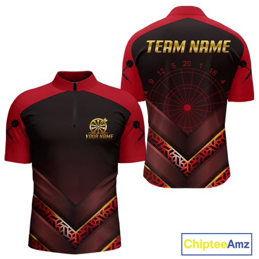 Black & Red Geometric Men's Dart Shirt - Custom Name Shirt For Dart Players NYN0411