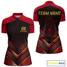 Load image into Gallery viewer, Black &amp; Red Geometric Women's Dart Shirt - Custom Name Shirt For Dart Players NYN0411