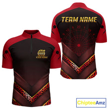 Load image into Gallery viewer, Black &amp; Red Geometric Men's Dart Shirt - Custom Name Shirt For Dart Players NYN0411