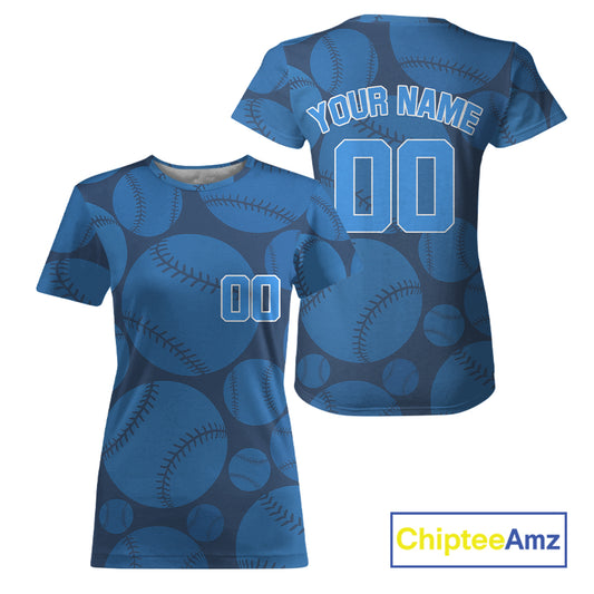 Personalized Baseball T-Shirt For Women Custom Trendy Baseball Shirt With Name Number NYN0894