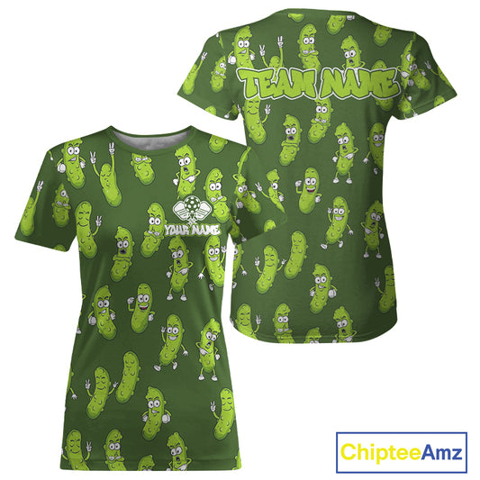 Custom Green Pickle Funny Pickleball T-Shirt For Women Outfit Pickleball Gifts For Lover NYN1292