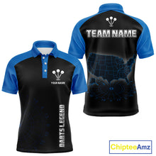 Load image into Gallery viewer, Navy Lightning US Map Dartboard Men's Darts Shirt - Custom Name For Dart Players NYN0415