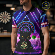 Load image into Gallery viewer, Dark Cat &amp; Neon Electric Men's Darts Shirt - Custom Name For Dart Players NYN0416